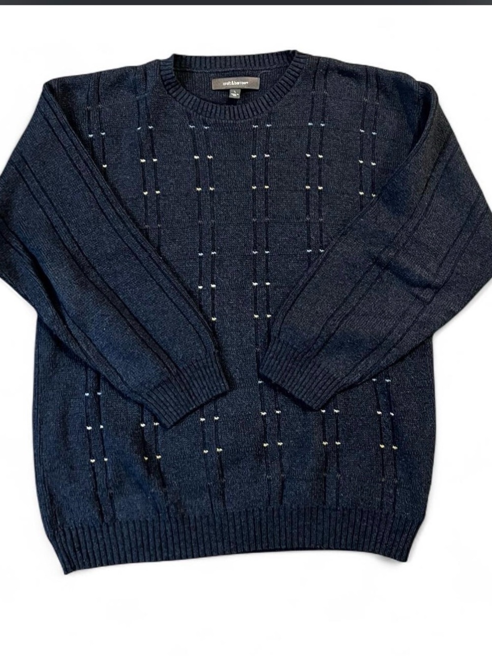 croft & barrow Men's Navy Crewneck Sweater with Contrast Stitch #granolagirl